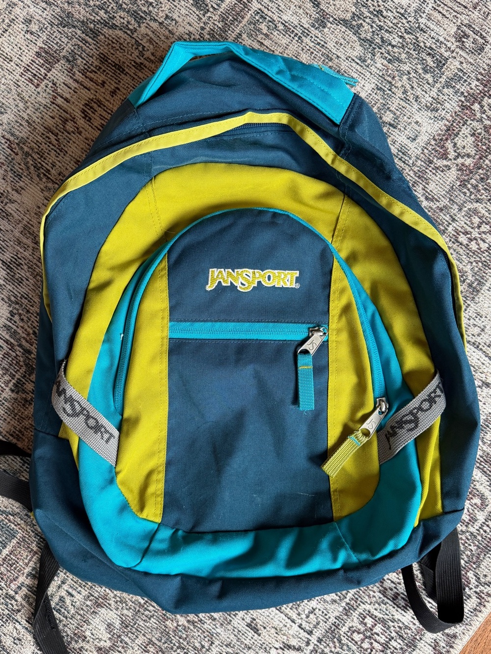 JanSport Teal Green Blue Backpack 15.4” Laptop School Bag Colorblock
